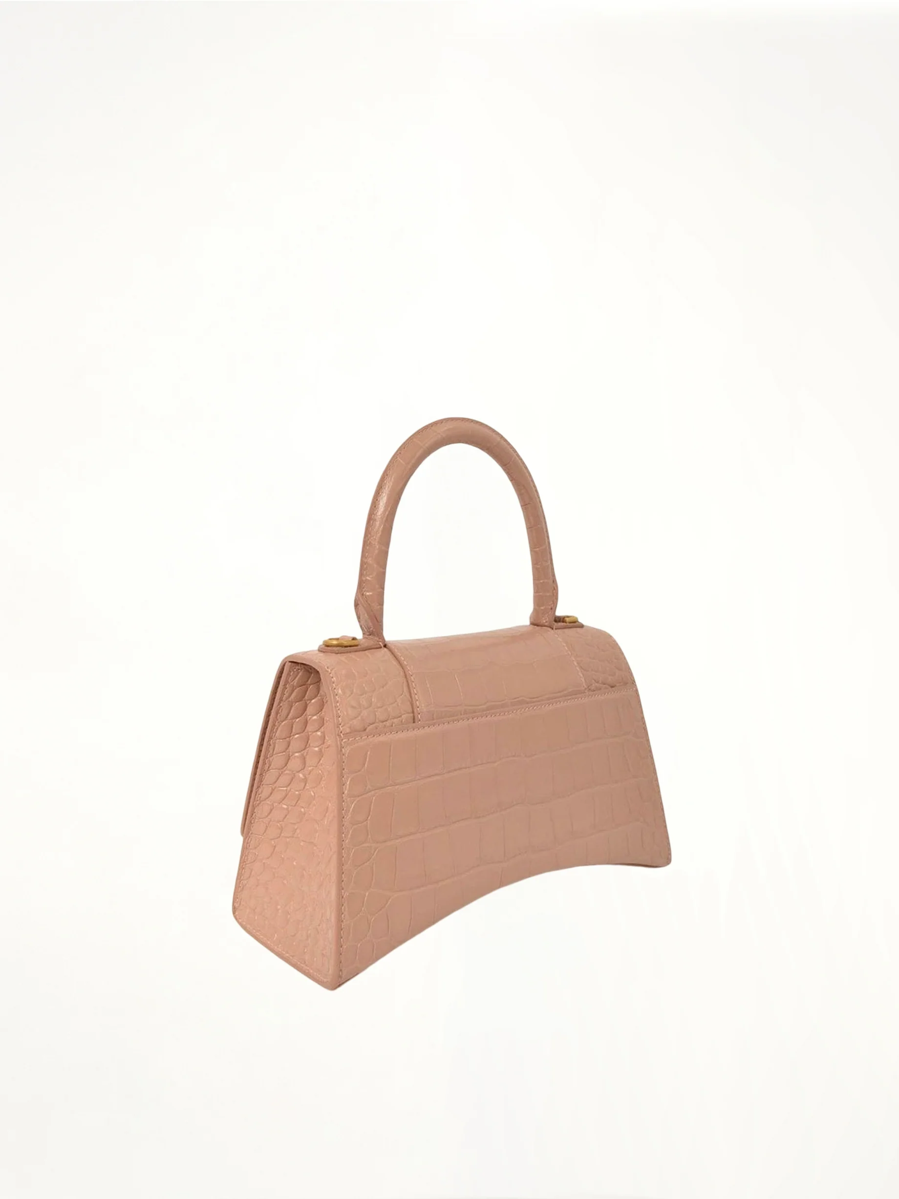 Hourglass Small Croco Embossed Bag in Nude Beige - Image 4